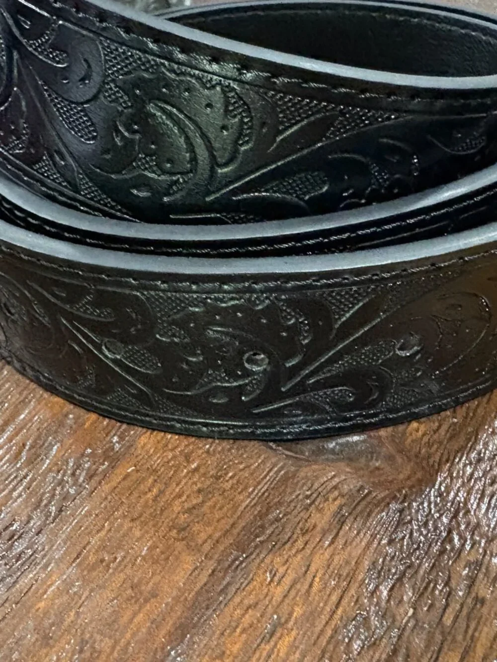 Black Paisley Western Blet with Longhorn Silver Antique Gold Buckle NEW Cowboy